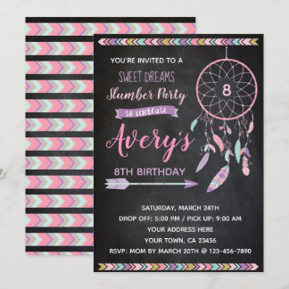 Dreamcatcher Slumber Party Einladung Chalkboard
