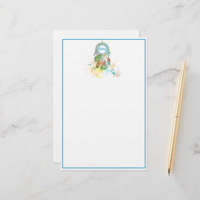 Dreamcatcher Spritzer personalisiert Briefpapier (Vorderseite/Rückseite Beispiel)
