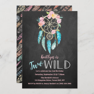 Dreamcatcher Two Wild 2nd Birthday Invitations