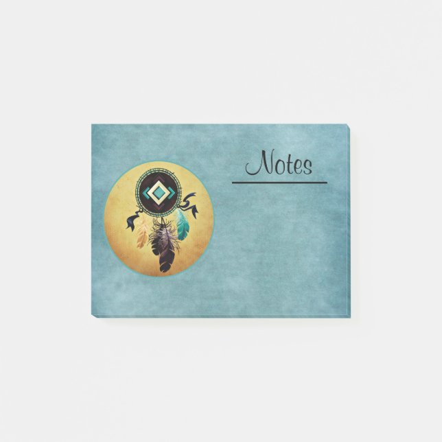 Dreamcatcher über einen blauen Hintergrund Post-it Klebezettel (Vorderseite)