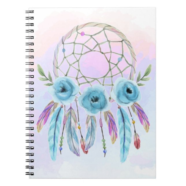 Dreamcatcher Watercolor Feathers Rustic Boho Chic Notizblock (Vorderseite)