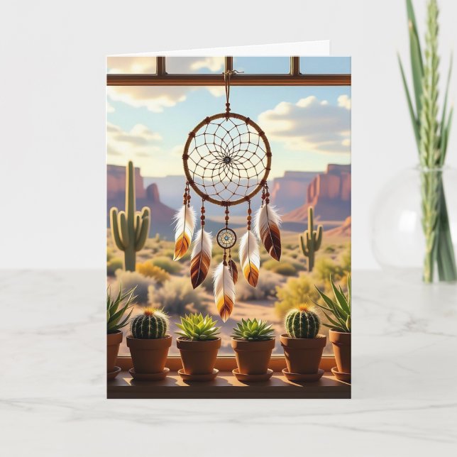 Dreamcatcher, Wüstenkanonen, Kakti Geburtstag Karte (Vorderseite)