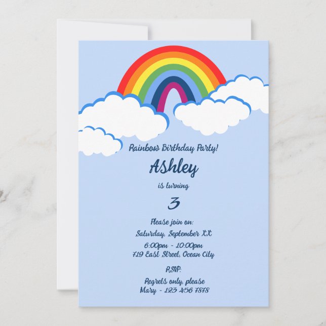 Dreamed 3e anniversaire Rainbow Party Invitation C (Devant)
