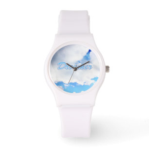 Dreamer Puffy weiße Wolken und Blue Sky Armbanduhr