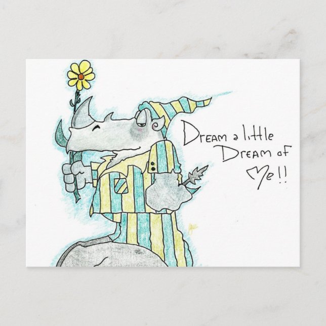 Dreamin Rhino Postcard Postkarte (Vorderseite)