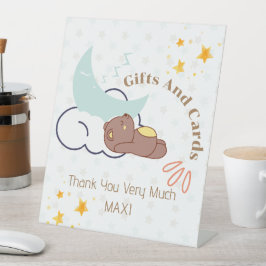 Dreaming Baby Bear Babydusche Geschenke und Karten Sockelschild