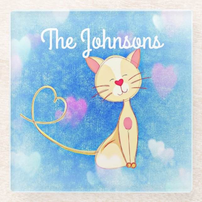 Dreaming Cat Glasuntersetzer (Vorderseite)