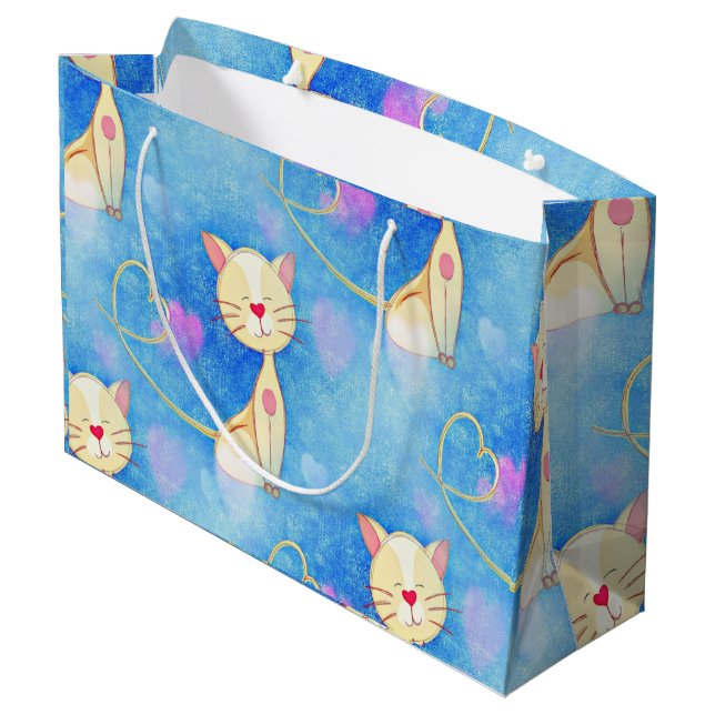Dreaming Cat Große Geschenktüte (Rückseite Schrägansicht)