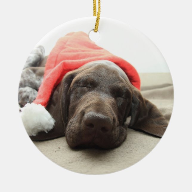 Dreaming of Santa - German Shorthair Puppy Keramikornament (Vorne)