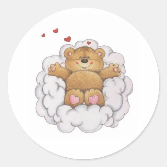 Dreaming Teddy Runder Aufkleber (Vorderseite)