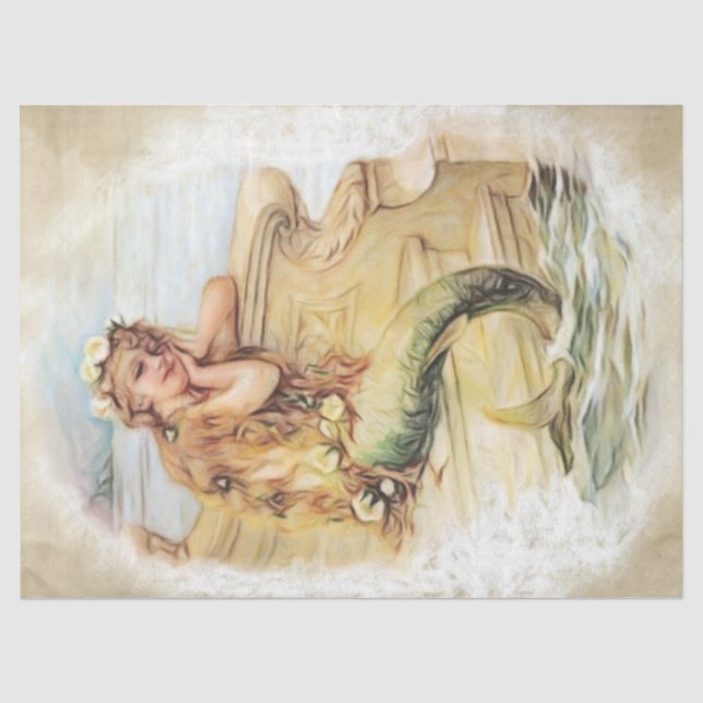 Dreaming Vintag Mermaid Child #5, 18lb 17x23 Seidenpapier (Vorderseite)