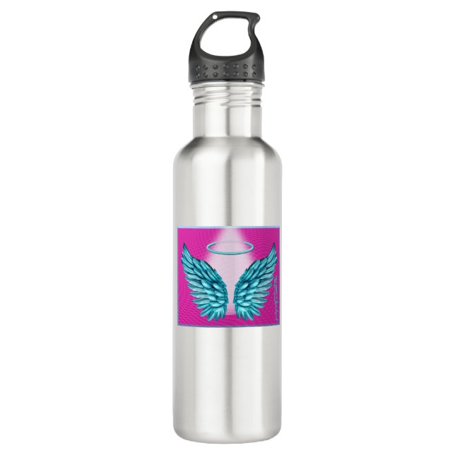 "Dreamlike Angelic Wings and Halo" Edelstahlflasche (Vorderseite)