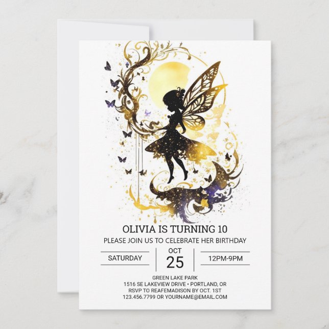 Dreamlike Fairy Garden Geburtstag Elegante Einladung (Vorderseite)