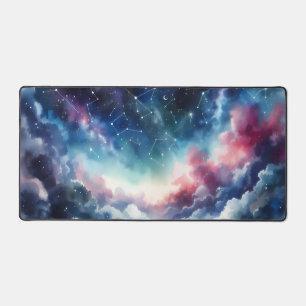 Dreamlike Watercolor Night Sky Desk Mat