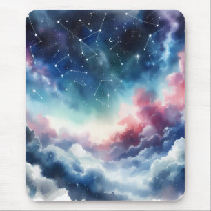 Dreamlike Watercolor Night Sky Mouse Pad Mousepad
