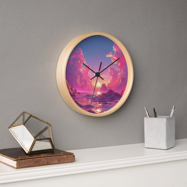 "Dreamlit Coral Sky" Uhr (Büro)