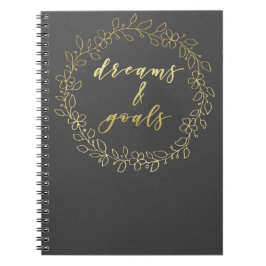 Dreams & Goals - Gold Script Typografy Notebook Notizblock