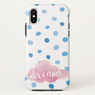 Dreams Watercolor Blue Polka Dots Case-Mate iPhone Hülle
