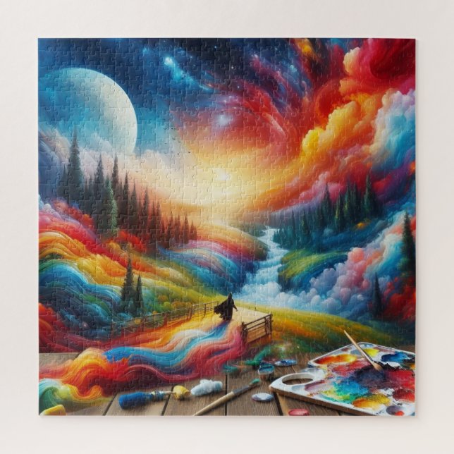 Dreamscape Abstrakt: Vibrannte digitale Kunstdruck (Vertikal)