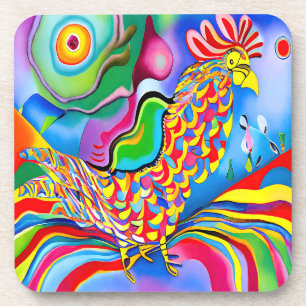 "Dreamscape Bird". Ein SQ-surreal abstrakter Hahn Getränkeuntersetzer