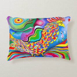 "Dreamscape Bird". Ein surreal abstrakter Hahn Dekokissen