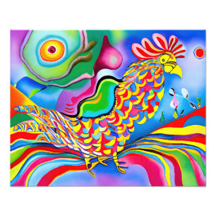 "Dreamscape Bird". Ein surreal abstrakter Hahn Fotodruck