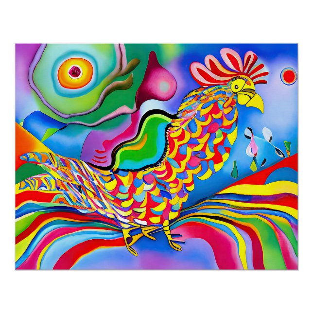 "Dreamscape Bird". Ein surreal abstrakter Hahn Poster (Vorderseite)
