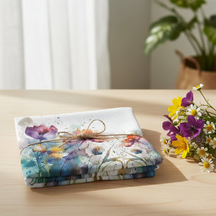 Dreamscape Garden: Abstrakte Aquarellblumen Geschirrtuch