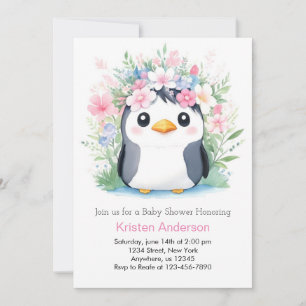 Dreamscape Wasserfarbe Girl Pinguin Kinderdusche Einladung