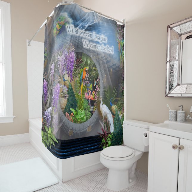Dreamscape Wisteria flowers & Peacock themes Duschvorhang (Beispiel)
