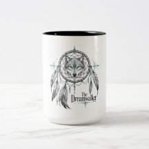 Dreamwalker-Wolf-Traumfänger-Kunst Schwarz und Tür