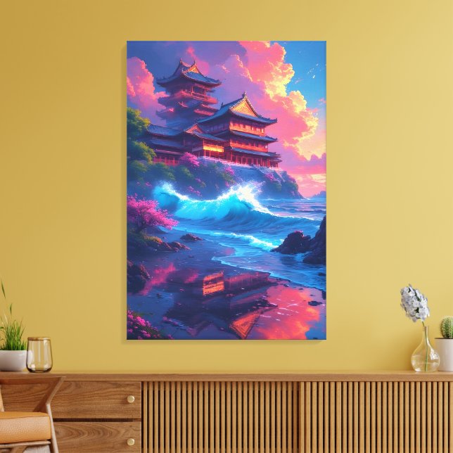 Dreamwave-Pagode am Meer Leinwanddruck (Insitu (Wohnzimmer))