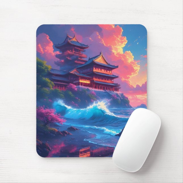 Dreamwave-Pagode am Meer Mousepad (Mit Mouse)