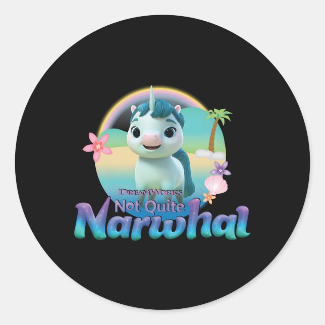Dreamworks Not Quite Narwhal Land Runder Aufkleber (Vorderseite)