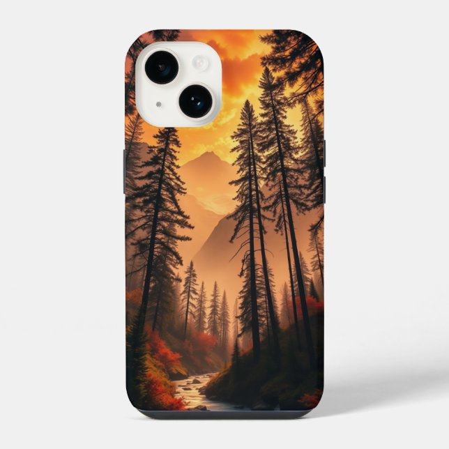 Dreamy Abend Forest iPhone Case 14 Hülle (Rückseite)