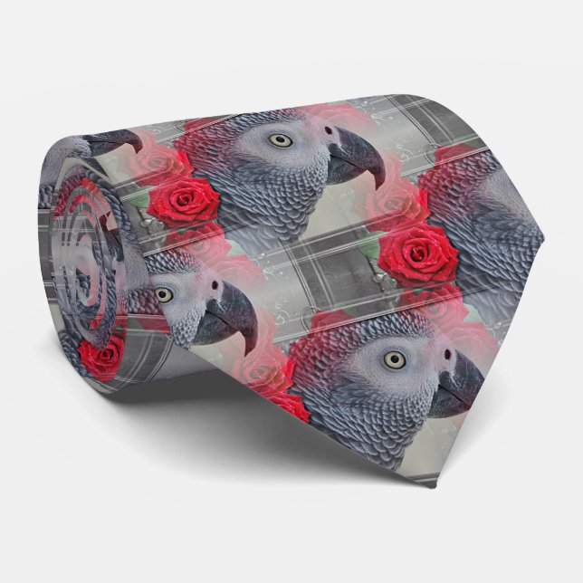 Dreamy African Gray mit Rote Rosen Krawatte (Gerollt)