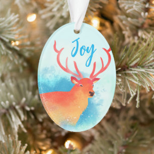 Dreamy Aquarelle Rouge Rinder Joy Oval Ornament
