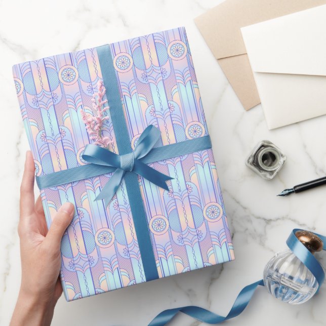 Dreamy Art Deco Pastel Pink, Lila und Aqua Geschenkpapier (Schenken)