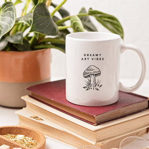 Dreamy Art Vibes – Handgezeichnete Pilz-Ästhetik Kaffeetasse