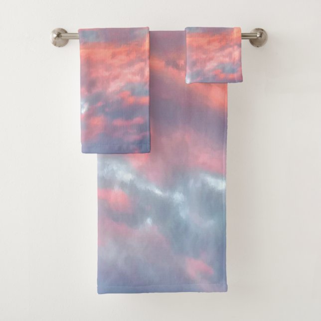 Dreamy Ästhetische Sonnenuntergangswolken Badhandtuch Set (Insitu)