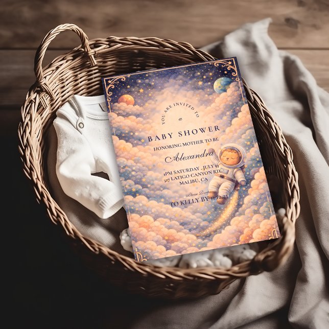 Dreamy Astronaut Cloudscape Baby Shower Einladung (Von Creator hochgeladen)