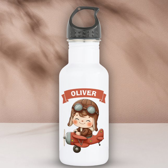 Dreamy Baby Aviator in Red Biplane Edelstahlflasche (Von Creator hochgeladen)