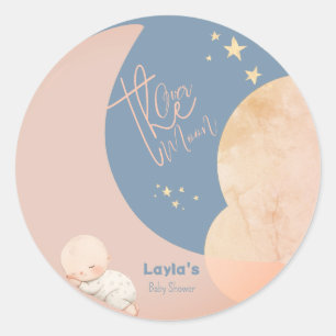 Dreamy Baby über der Mond Babydusche Runder Aufkleber