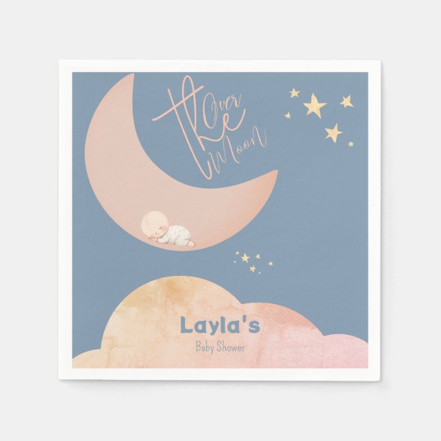 Dreamy Baby über der Mond Babydusche Serviette (Vorderseite)