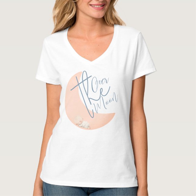 Dreamy Baby über der Mond Babydusche T-Shirt (Vorderseite)