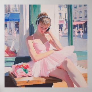 Dreamy Ballerina Moments: Soft Pastel Ballet Kunst Poster