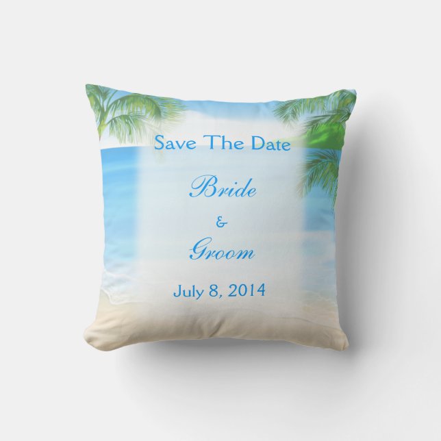 Dreamy Beach Wedding Save the Date Kissen (Vorderseite)
