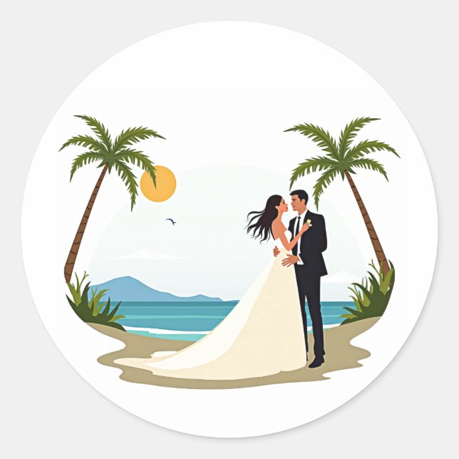 Dreamy Beach Wedding Sticker (Vorderseite)