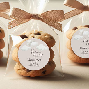 Dreamy Beige neutrale Himmelsmeldung über Geschlec Runder Aufkleber