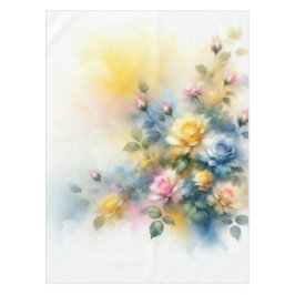 Dreamy Blau, Gelb und Rosa Rosen Wasserfarbe Tischdecke